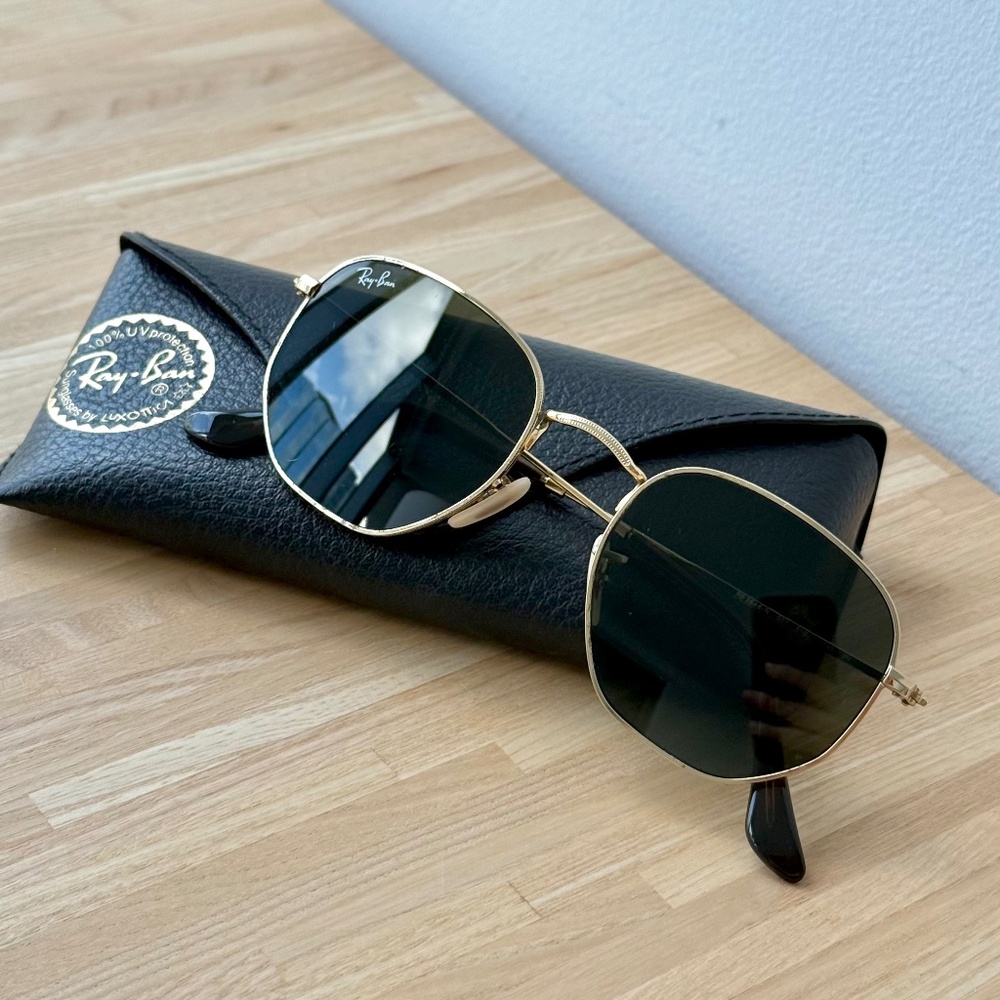 Ray-Ban Hexagonal Sunglasses with Gold Frame